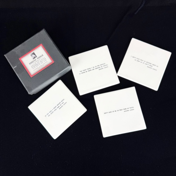 Restoration Hardware Dorthy Parker Literary Quote Coasters in Box Excellent - Picture 11 of 11